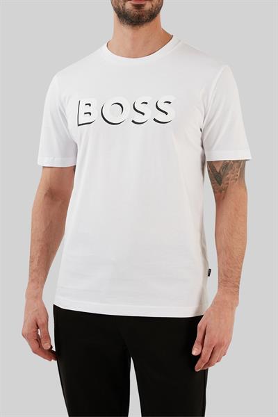 Boss Erkek Regular Fit Pamuklu Bisiklet Yaka T-Shirt Beyaz 100