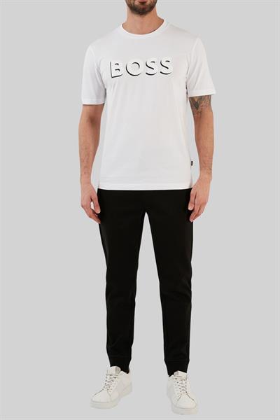 Boss Erkek Regular Fit Pamuklu Bisiklet Yaka T-Shirt Beyaz 100