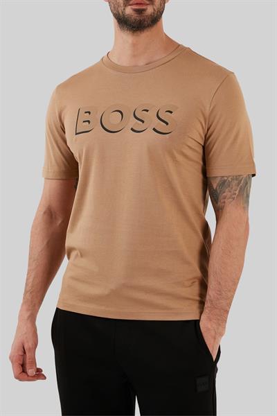 Boss Erkek Regular Fit Pamuklu Bisiklet Yaka T-Shirt Bej 260