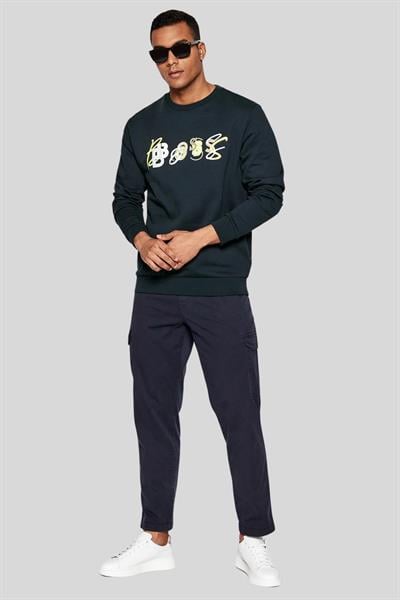 Boss Erkek Regular Fit Welogocrew Sweatshirt Lacivert 404