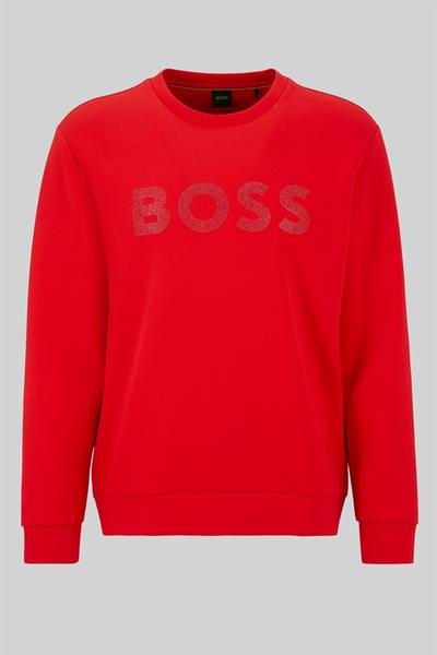 Boss Erkek Relaxed Fit Pamuklu Bisiklet Yaka Sweatshirt Kırmızı 624