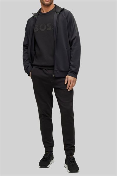 Boss Erkek Relaxed Fit Pamuklu Bisiklet Yaka Sweatshirt Siyah