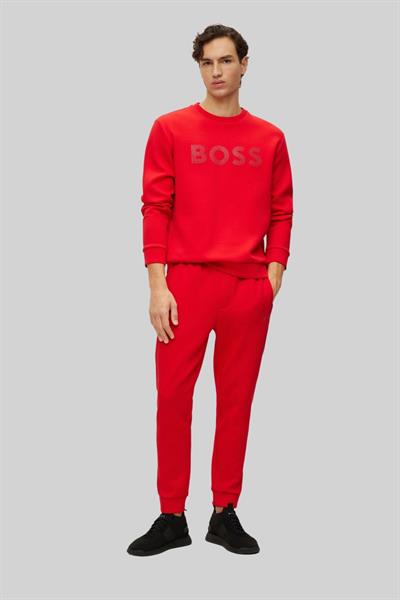 Boss Erkek Relaxed Fit Pamuklu Bisiklet Yaka Sweatshirt Kırmızı 624