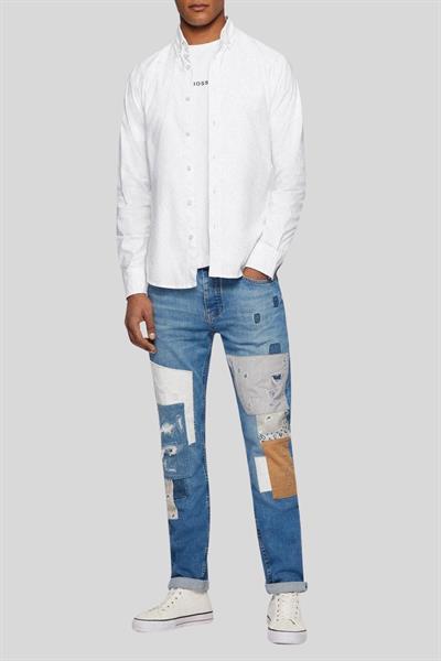 Boss Erkek Slim Fit Uzun Kollu Pamuklu Gömlek Beyaz