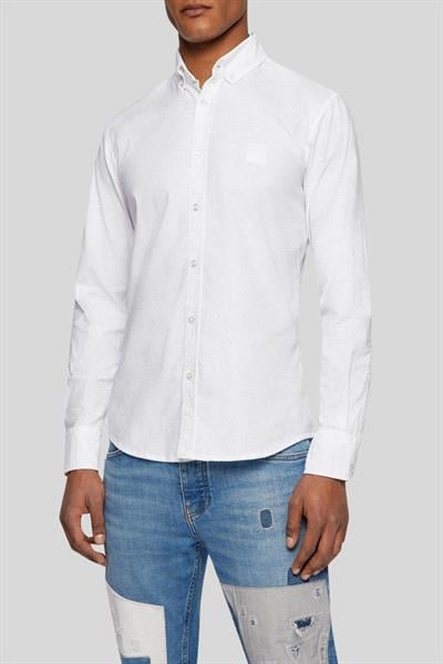 Boss Erkek Slim Fit Uzun Kollu Pamuklu Gömlek Beyaz