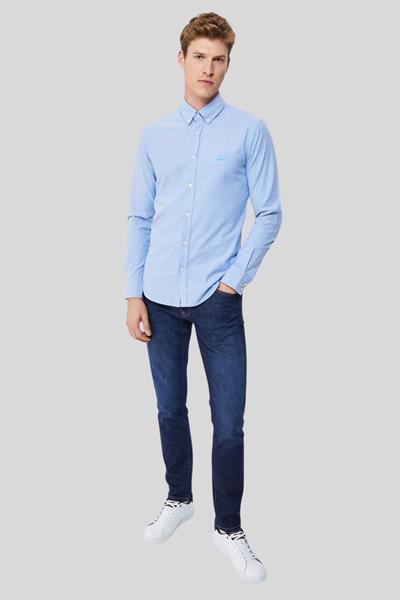 Boss Erkek Slim Fit Uzun Kollu Pamuklu Gömlek Mavi