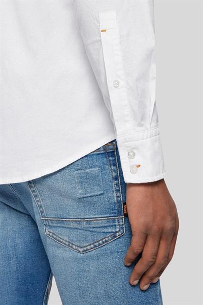 Boss Erkek Slim Fit Uzun Kollu Pamuklu Gömlek Beyaz