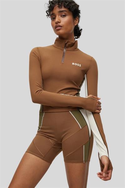 Boss Fermuarlı Kadın Sweatshirt Kahverengi 220