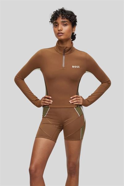 Boss Fermuarlı Kadın Sweatshirt Kahverengi 220