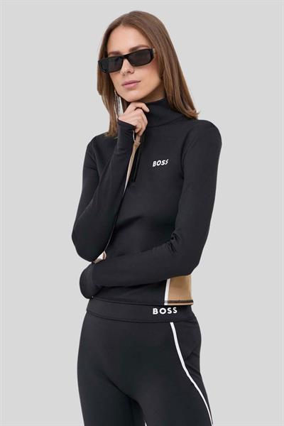 Boss Fermuarlı Kadın Sweatshirt Siyah