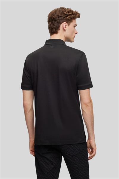 Boss Fermuarlı Merserize Pamuklu Erkek Polo T-Shirt Siyah