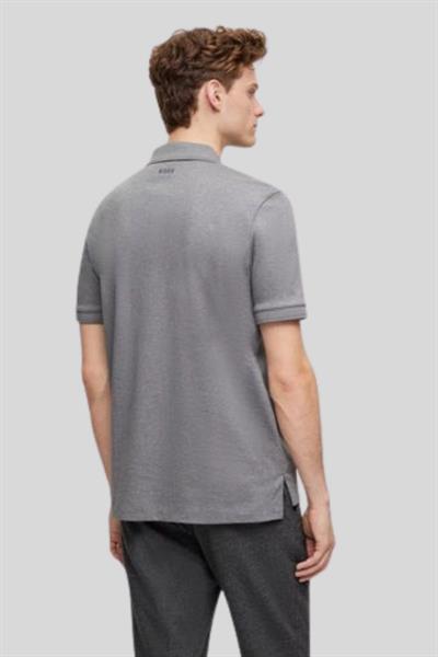 Boss Fermuarlı Merserize Pamuklu Erkek Polo T-Shirt Gri 030