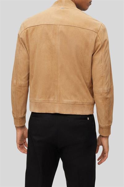 Boss Hakiki Deri Süet Regular Fit Bomber Erkek Ceket Bej 260