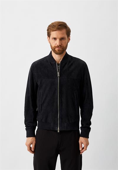 Boss Hakiki Deri Süet Regular Fit Bomber Erkek Ceket Lacivert 404