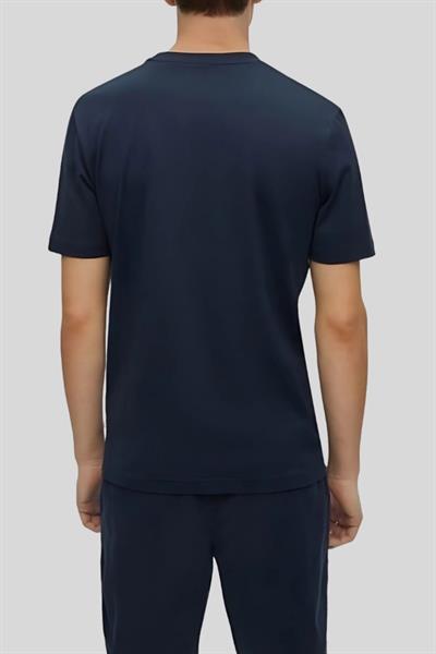 Boss İmza Çizgili Logo Baskılı Erkek T-Shirt Lacivert 404