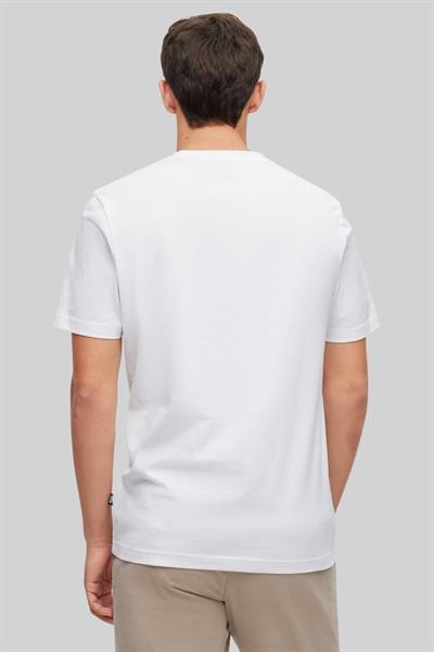 Boss İmza Çizgili Logo Baskılı Erkek T-Shirt Beyaz 100