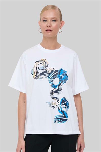 Boss Kadın Bisiklet Yaka T-Shirt Beyaz 100