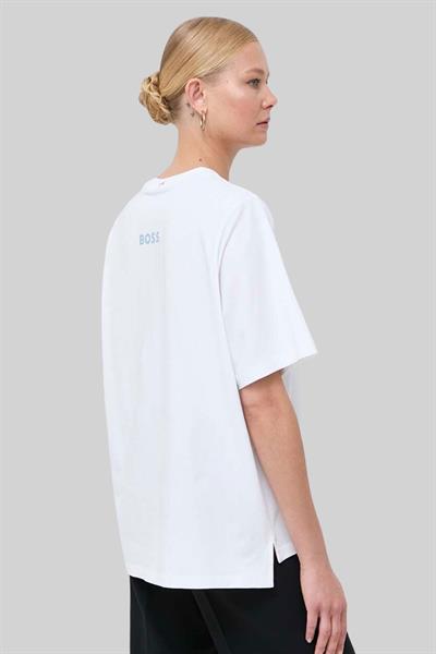 Boss Kadın Bisiklet Yaka T-Shirt Beyaz 100