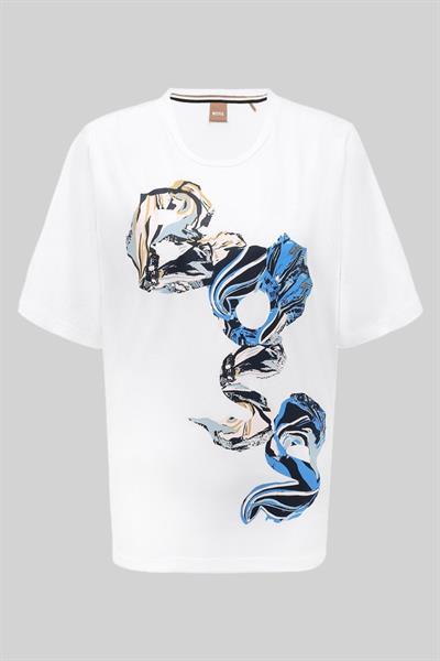 Boss Kadın Bisiklet Yaka T-Shirt Beyaz 100