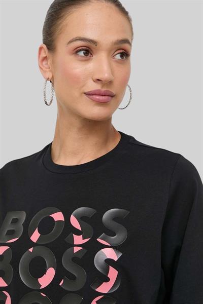 Boss Kadın Bisiklet Yaka T-Shirt Siyah