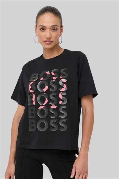 Boss Kadın Bisiklet Yaka T-Shirt Siyah
