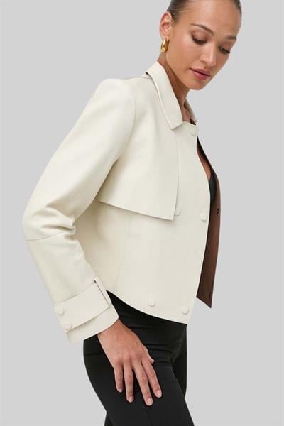 Boss Kadın Deri Ceket Beyaz 118