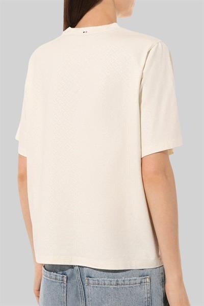 Boss Kadın Monogram Desenli Yuvarlak Yaka Oversize T-Shirt Beyaz 118