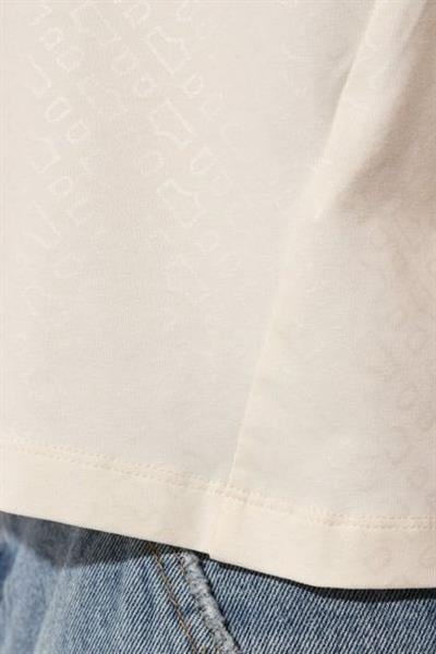 Boss Kadın Monogram Desenli Yuvarlak Yaka Oversize T-Shirt Beyaz 118