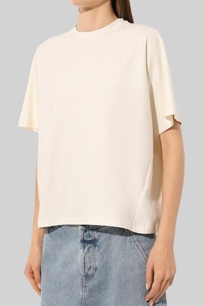 Boss Kadın Monogram Desenli Yuvarlak Yaka Oversize T-Shirt Beyaz 118