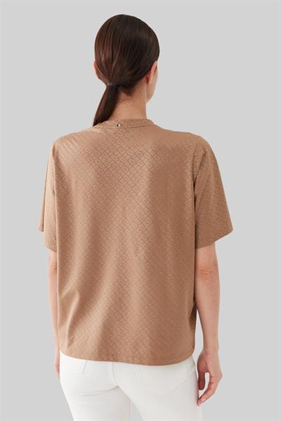 Boss Kadın Monogram Desenli Yuvarlak Yaka Oversize T-Shirt Bej 260
