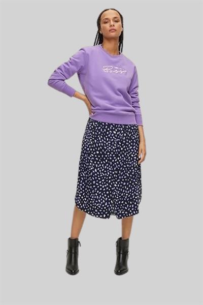 Boss Kadın Motifli Regular Fit Sweatshirt Mor
