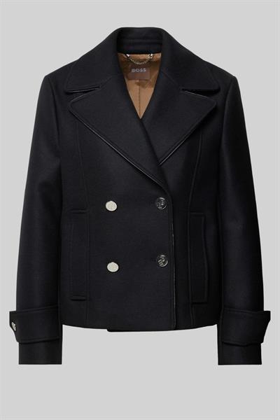 Boss Kadın Regular Fit Uzun Kollu Düğmeli Kruvaze Mont Siyah