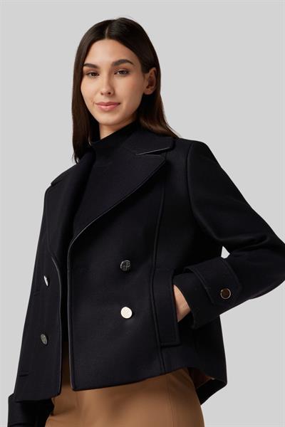 Boss Kadın Regular Fit Uzun Kollu Düğmeli Kruvaze Mont Siyah