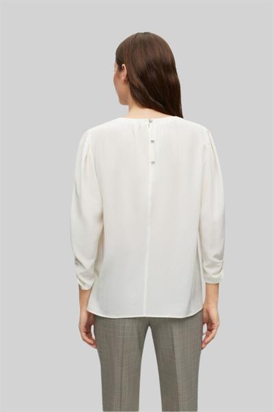 Boss Kadın Regular Fit Yıkanmış İpekten Yakasız Bluz Beyaz 118