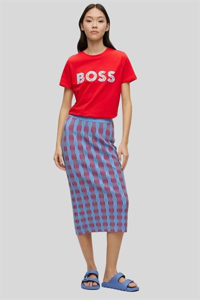 Boss Kadın Regular Fit Yuvarlak Yaka T-Shirt Kırmızı
