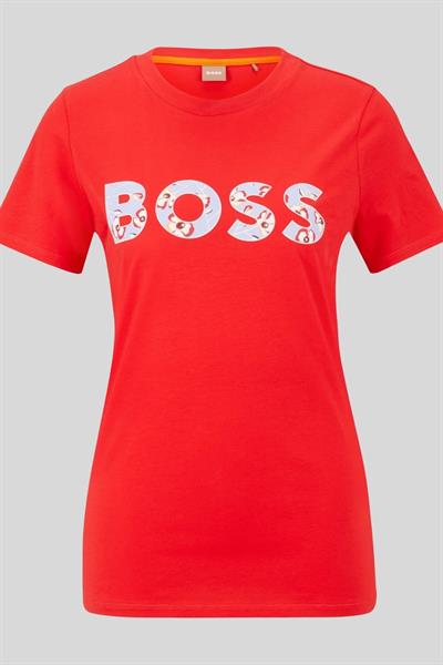 Boss Kadın Regular Fit Yuvarlak Yaka T-Shirt Kırmızı