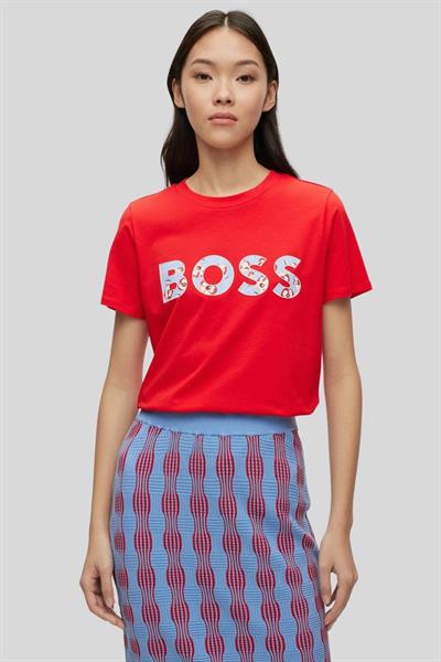 Boss Kadın Regular Fit Yuvarlak Yaka T-Shirt Kırmızı