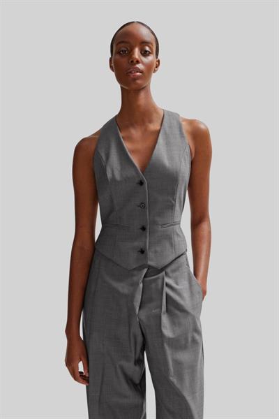 Boss Kadın Slim Fit Tek Sıra Kapamalı Sırtı Açık Yün Yelek Çok Renkli 960