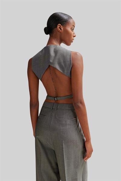 Boss Kadın Slim Fit Tek Sıra Kapamalı Sırtı Açık Yün Yelek Çok Renkli 960