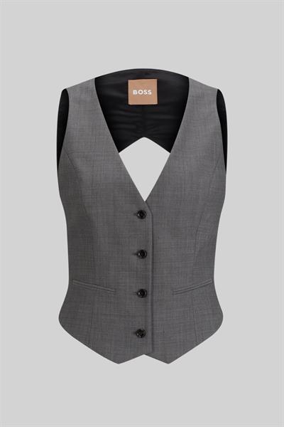 Boss Kadın Slim Fit Tek Sıra Kapamalı Sırtı Açık Yün Yelek Çok Renkli 960