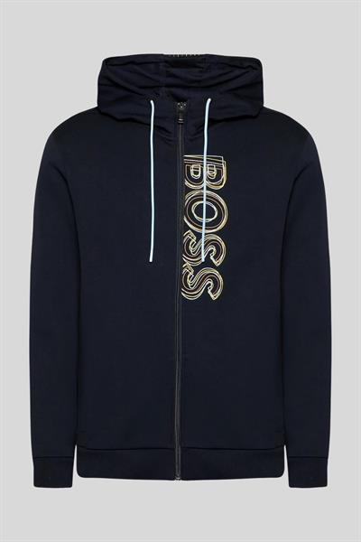 Boss Kapüşonlu Fermuarlı Erkek Ceket Mavi 402