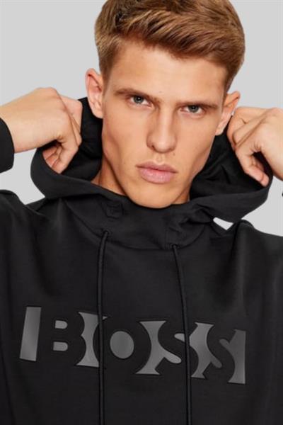 Boss Kapüşonlu Erkek Sweatshirt Siyah