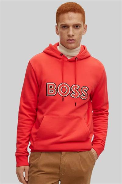 Boss Kapüşonlu Erkek Sweatshirt Turuncu