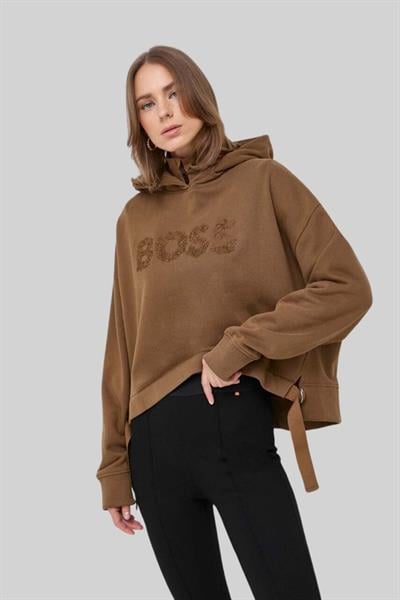 Boss Kapüşonlu Kadın Sweatshirt Kahverengi 220