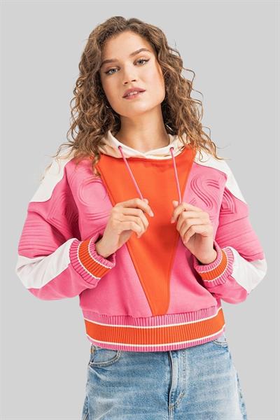 Boss Kapüşonlu Kadın Sweatshirt Pembe