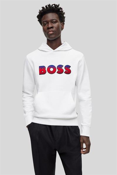 Boss Kapüşonlu Regular Fit Erkek Sweatshirt Beyaz 100