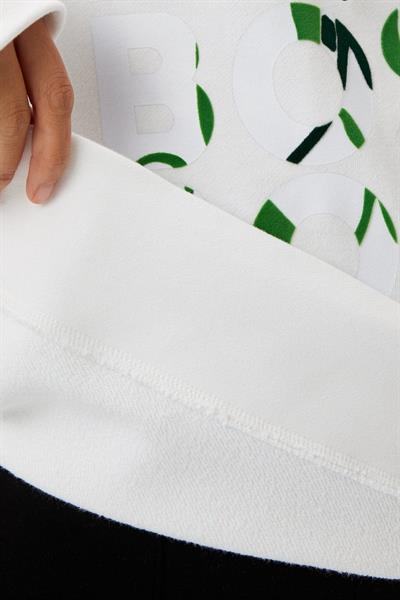 Boss Kapüşonlu Regular Fit Kadın Sweatshirt Beyaz 100