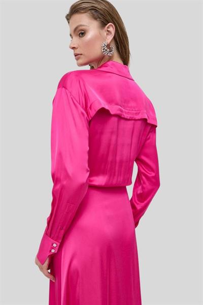 Boss Kemerli Polo V yaka Kadın Elbise Pembe 674