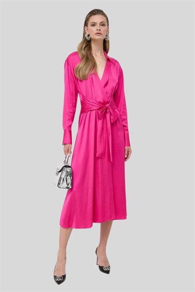 Boss Kemerli Polo V yaka Kadın Elbise Pembe 674