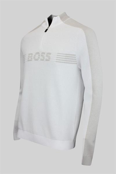 Boss Kısa Fermuarlı Erkek Kazak Beyaz 100